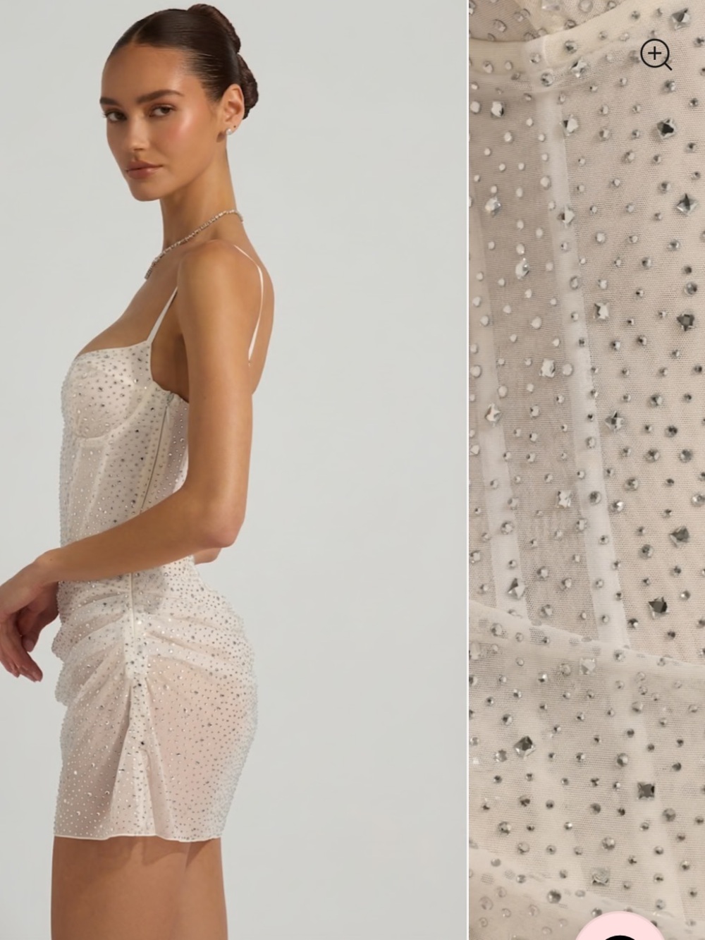 Oh Polly Cream Embellished Strappy Mini Dress - Picture 4 of 7